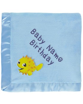 Yellow Puffer Fish Baby Blanket in Blue