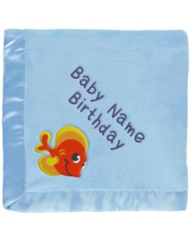 Personalized Baby Blanket - Orange Tropical Fish - Blue